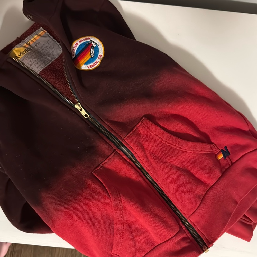 Aviator Nation Red Zip Sweatshirt Sz 12
